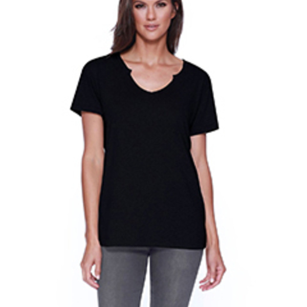Ladies' Cotton/Modal Open V-Neck T-Shirt Thumbnail